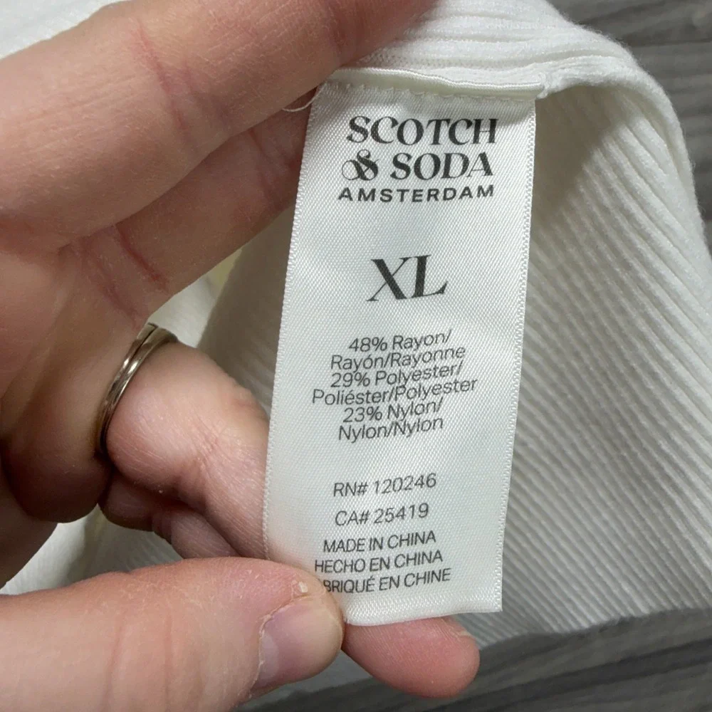 Scotch & Soda Knit Tank Top Women XL White Ribbed Sleeveless Scoop Neck Pullover